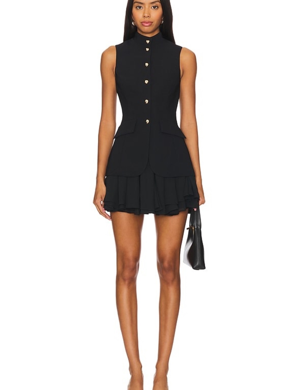 Amanda Uprichard x REVOLVE Justine Black Ruffle Mini Dress Size M NWOT